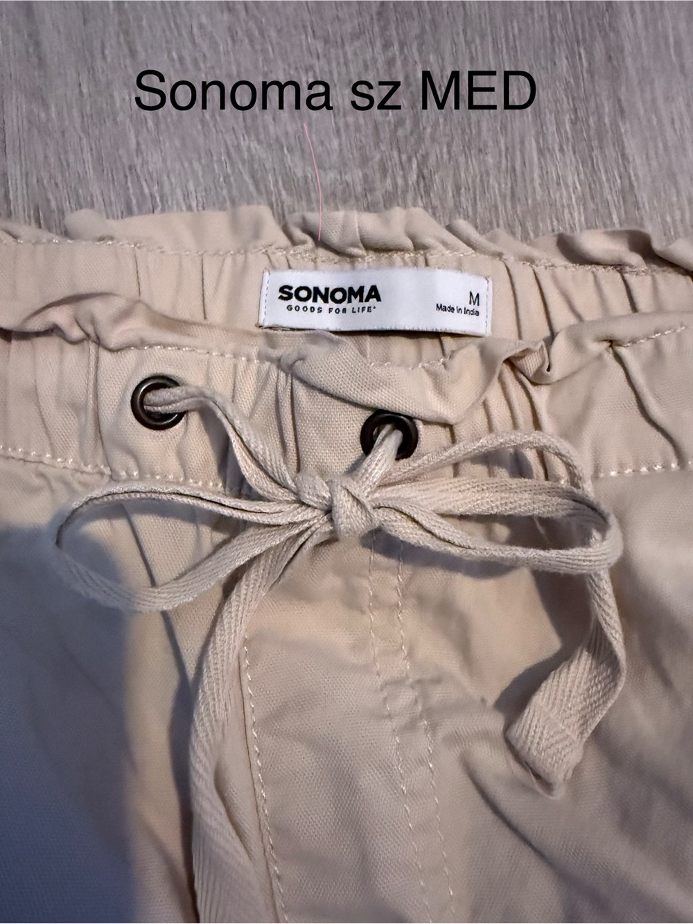 Sonoma Neutral Cream Drawstring Chinos
